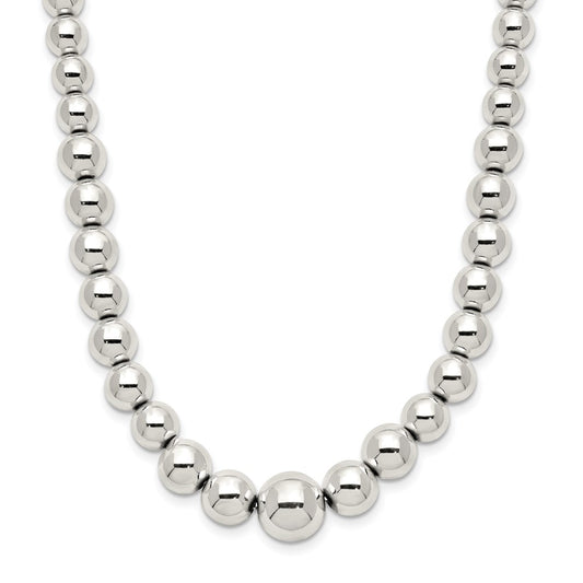 Sterling Silver Polished Beaded Necklace QG5386-18