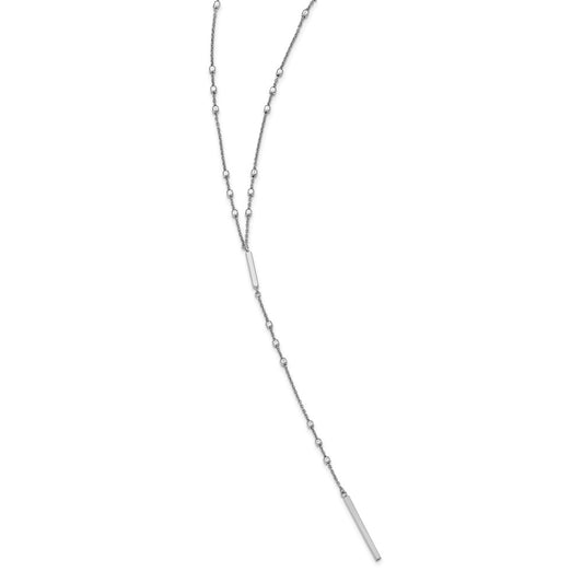 Sterling Silver Rhod-plated Beads/Vertical Bar w/ 1in ext. Y-Necklace QG5453-22