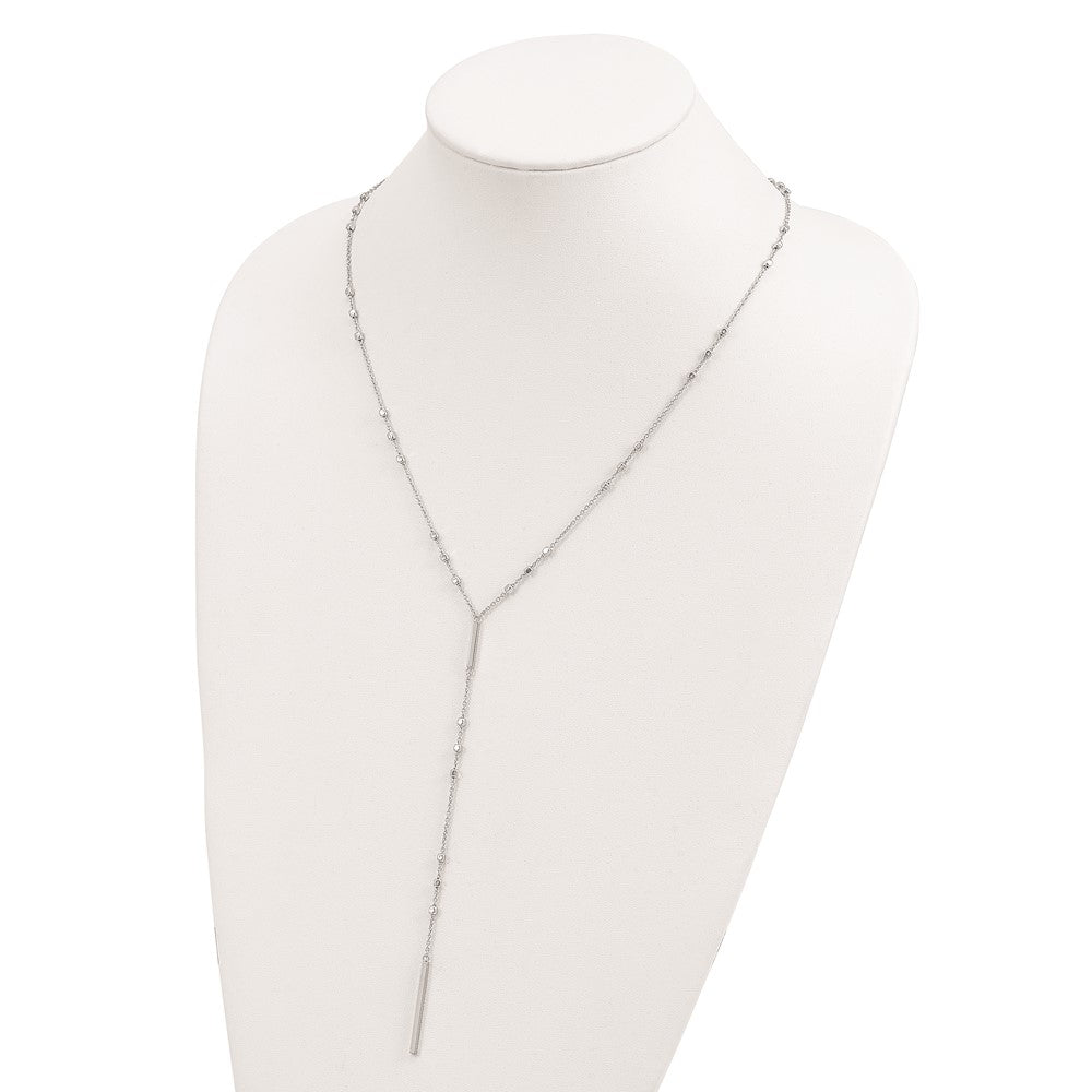 Sterling Silver Rhod-plated Beads/Vertical Bar w/ 1in ext. Y-Necklace QG5453-22