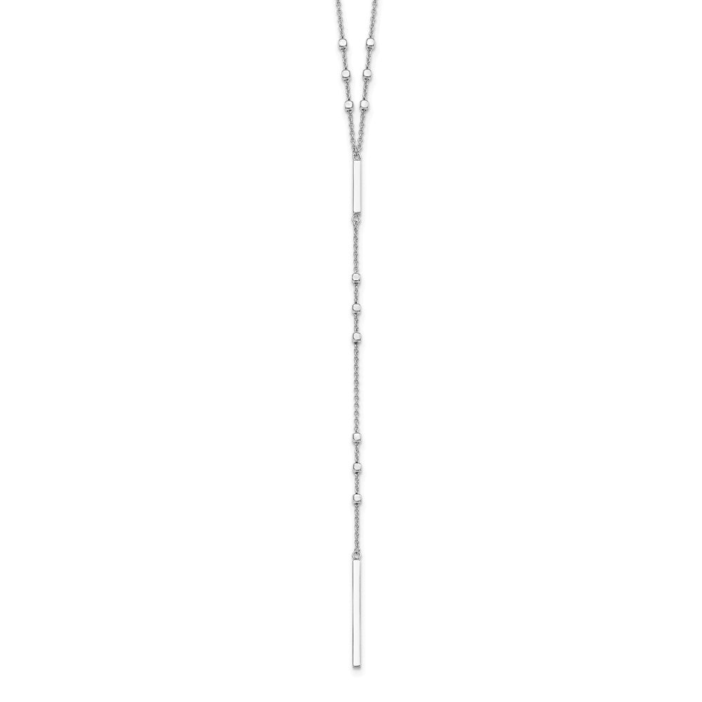 Sterling Silver Rhod-plated Beads/Vertical Bar w/ 1in ext. Y-Necklace QG5453-22