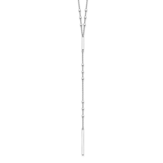 Sterling Silver Rhod-plated Beads/Vertical Bar w/ 1in ext. Y-Necklace QG5453-22