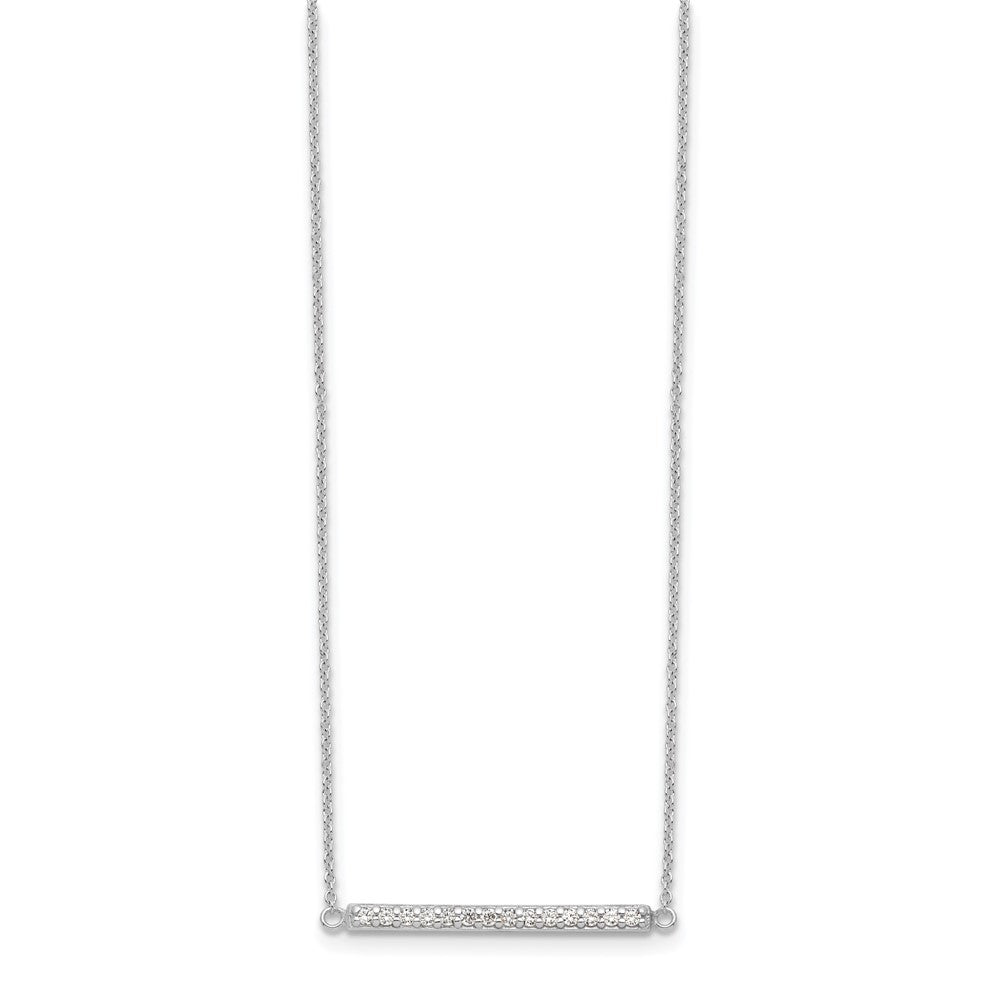 Sterling Silver CZ Bar Necklace QG5494-16.5
