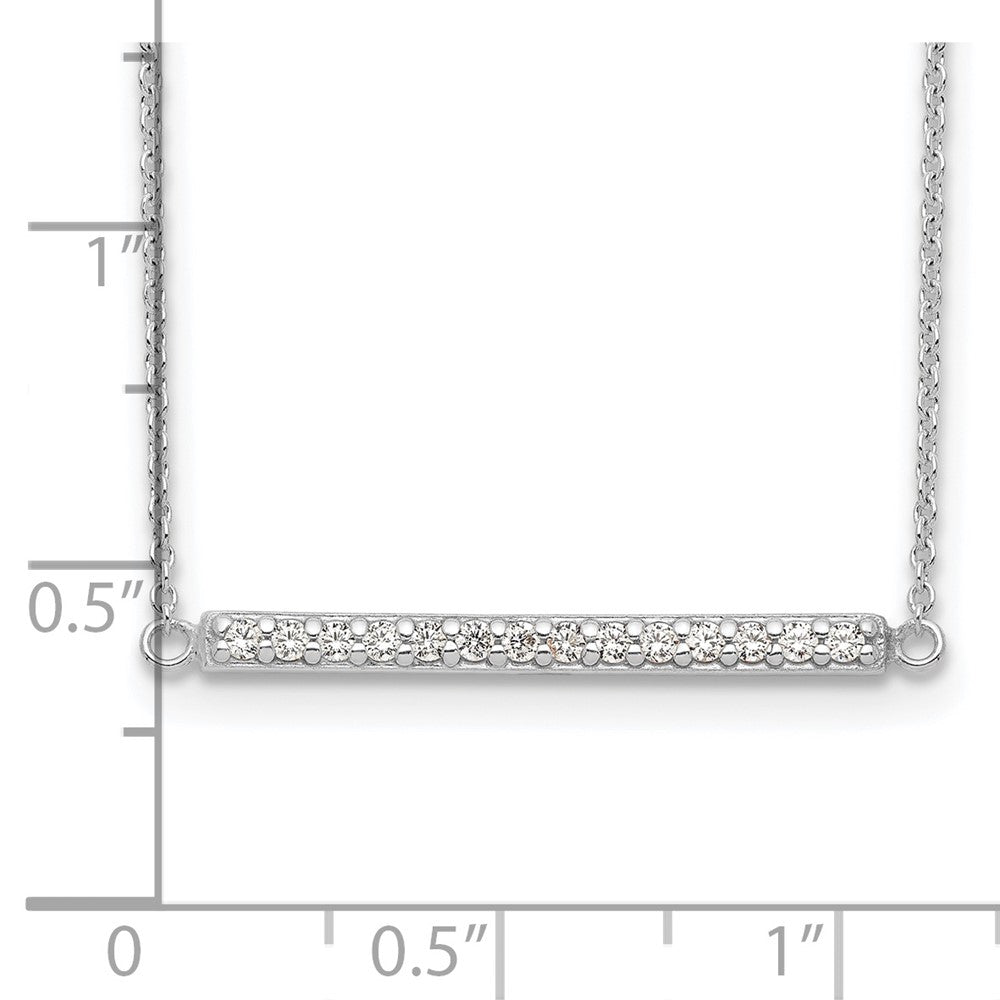 Sterling Silver CZ Bar Necklace QG5494-16.5
