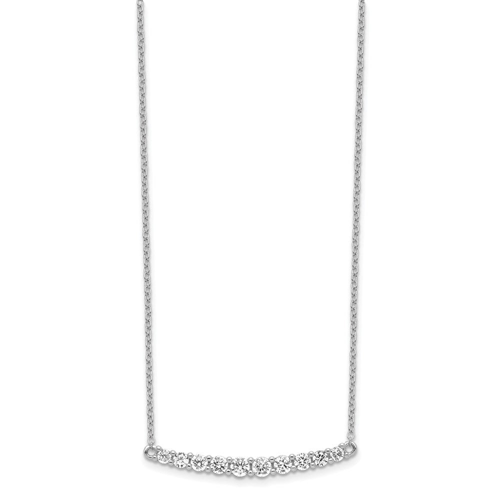 Sterling Silver Rhodium-plated CZ Bar w/ 2in ext. Necklace QG5499-16