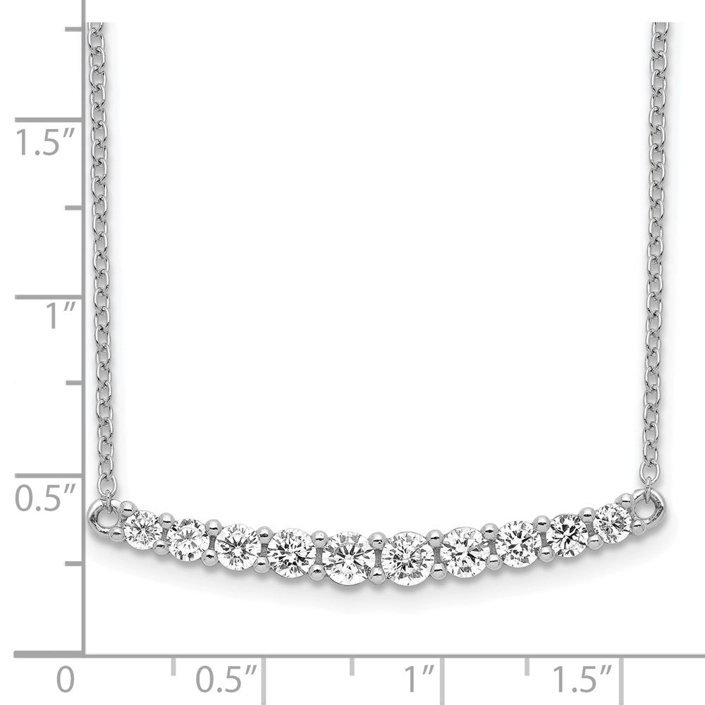 Sterling Silver Rhodium-plated CZ Bar w/ 2in ext. Necklace QG5499-16