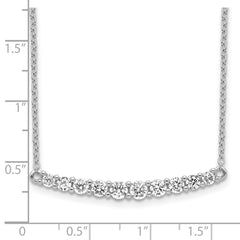 Sterling Silver Rhodium-plated CZ Bar w/ 2in ext. Necklace QG5499-16