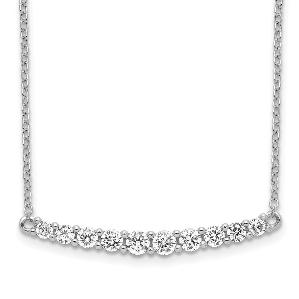 Sterling Silver Rhodium-plated CZ Bar w/ 2in ext. Necklace QG5499-16