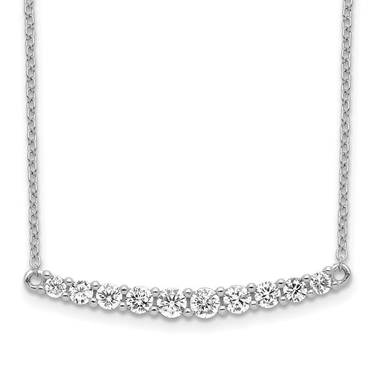 Sterling Silver Rhodium-plated CZ Bar w/ 2in ext. Necklace QG5499-16