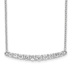 Sterling Silver Rhodium-plated CZ Bar w/ 2in ext. Necklace QG5499-16