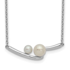 Sterling Silver Rhodium-plated FWC Pearl Bar w/ 1in ext Necklace QG5507-16.5