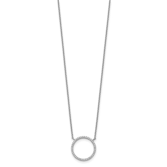 Sterling Silver Circle CZ Necklace QG5509-18