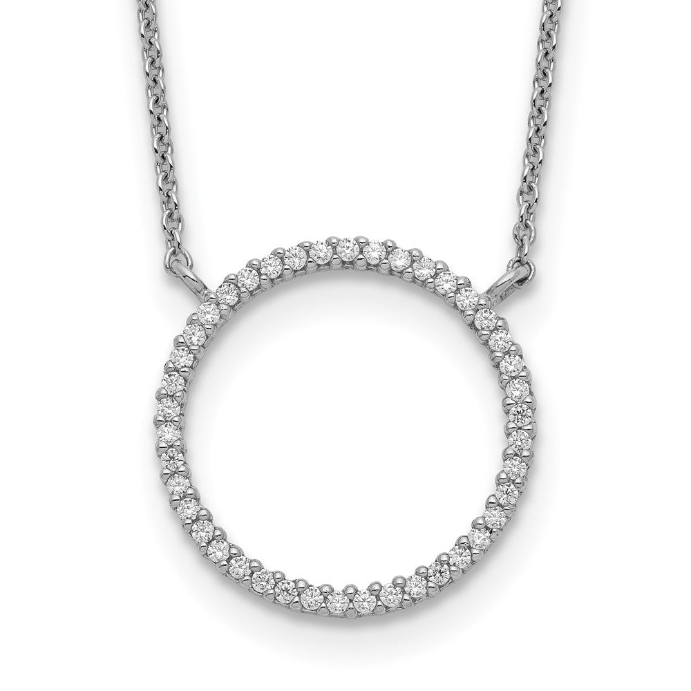 Sterling Silver Circle CZ Necklace QG5509-18
