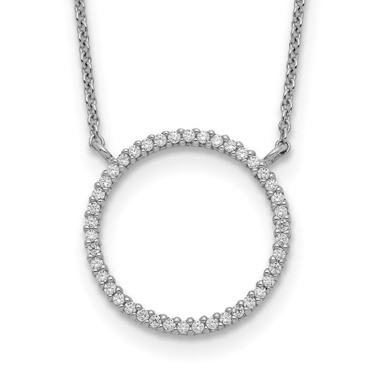 Sterling Silver Circle CZ Necklace QG5509-18