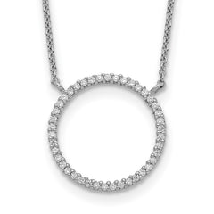 Sterling Silver Circle CZ Necklace QG5509-18