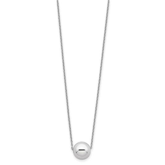 Sterling Silver Rhodium-plated Polished Bead Necklace QG5567-18