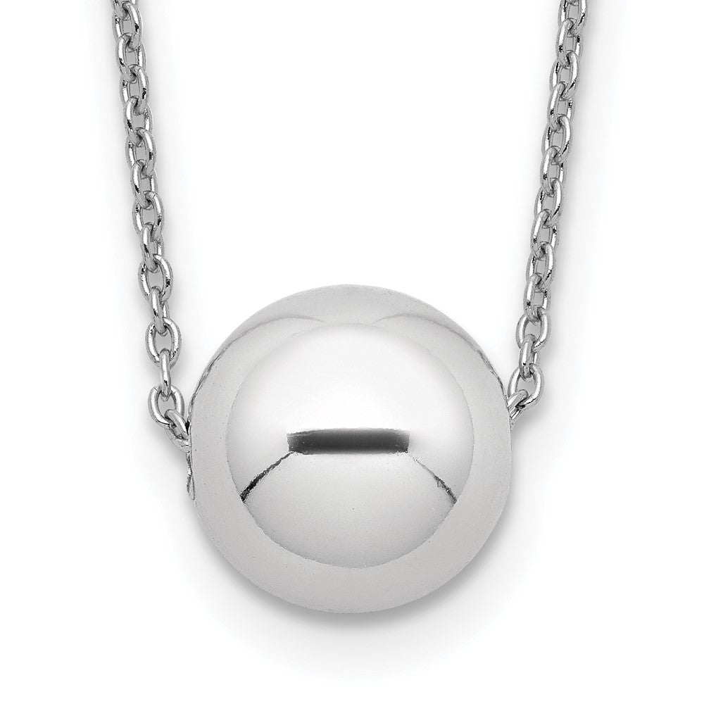 Sterling Silver Rhodium-plated Polished Bead Necklace QG5567-18