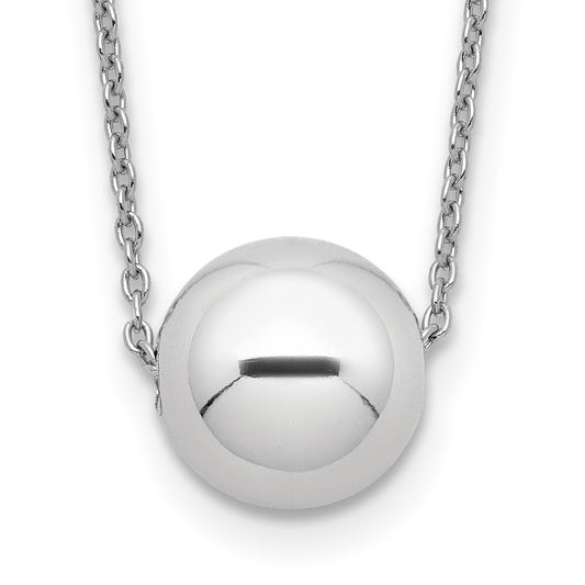 Sterling Silver Rhodium-plated Polished Bead Necklace QG5567-18