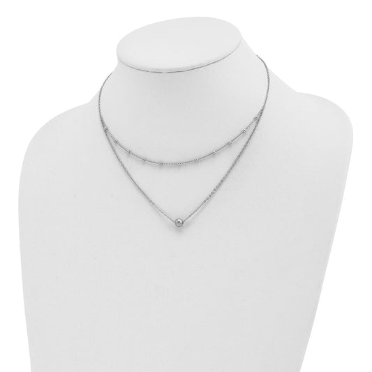 Sterling Silver Polished Beaded w/4 in ext Choker QG5571-12