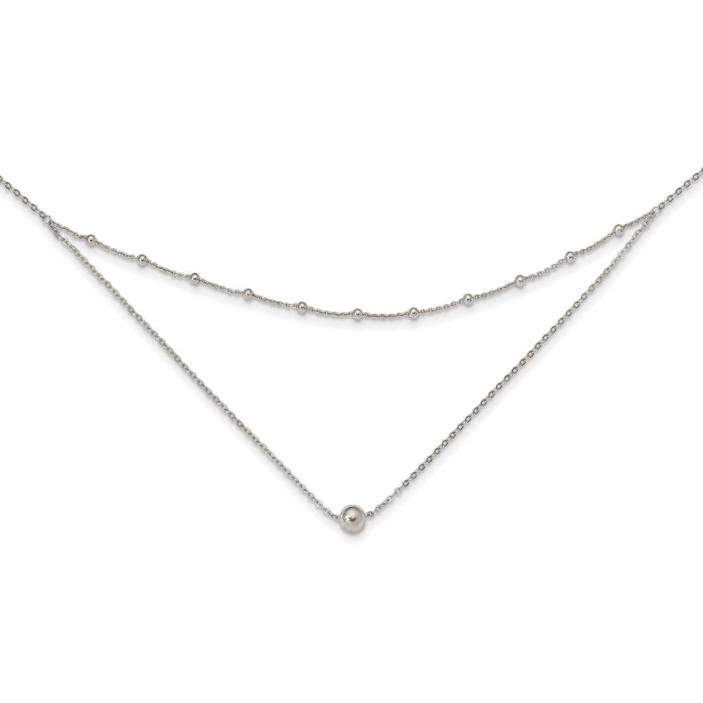 Sterling Silver Polished Beaded w/4 in ext Choker QG5571-12