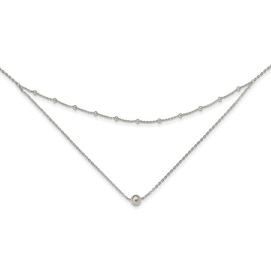 Sterling Silver Polished Beaded w/4 in ext Choker QG5571-12