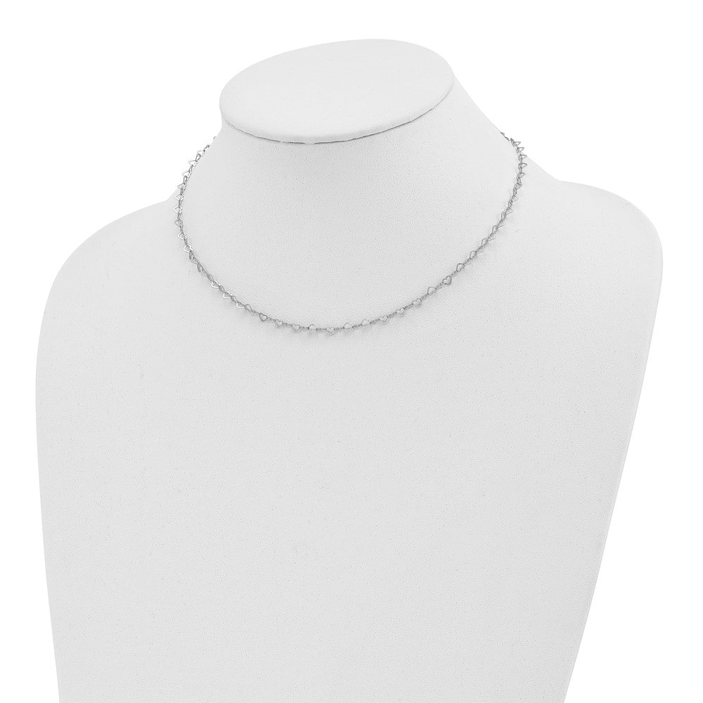 Sterling Silver Polished Hearts Link w/4 in ext Choker QG5572-12