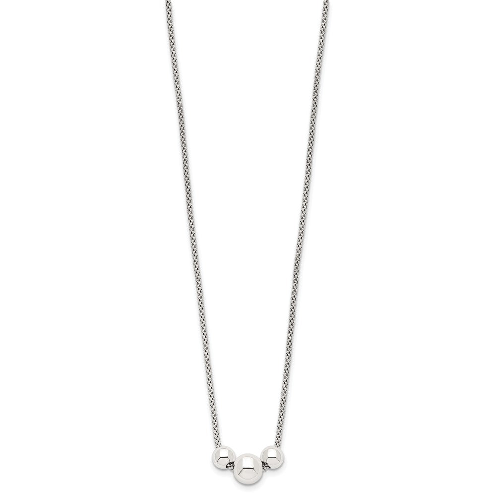 Sterling Silver Polished Bead Fancy Link Necklace QG5576-16