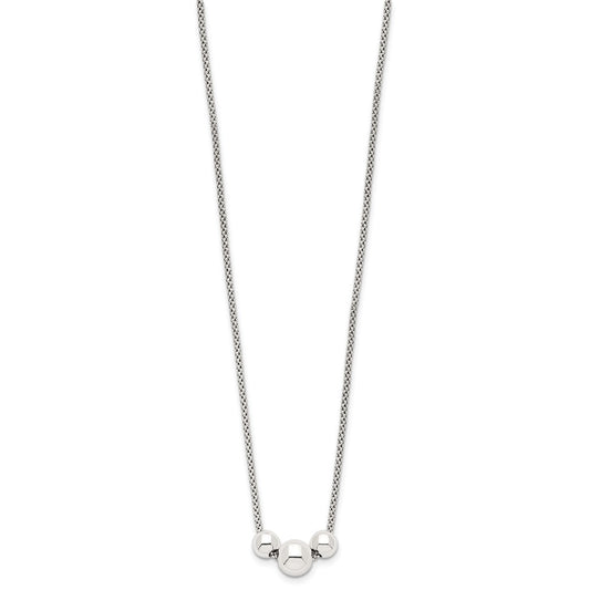 Sterling Silver Polished Bead Fancy Link Necklace QG5576-16