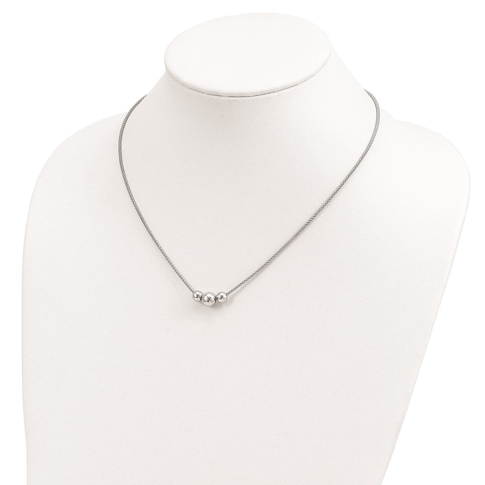 Sterling Silver Polished Bead Fancy Link Necklace QG5576-16