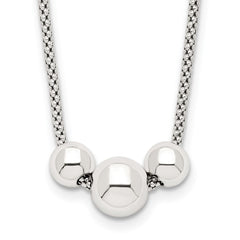 Sterling Silver Polished Bead Fancy Link Necklace QG5576-16