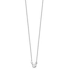 Sterling Silver RH-plated CZ/Cross/FWC Pearl w/2in ext Necklace QG5585-16