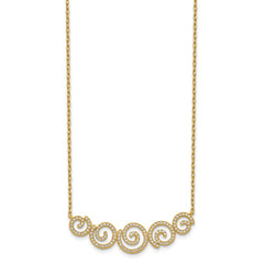 Sterling Shimmer Sterling Silver Gold-tone Flash gold-plated 133 Stone CZ Swirls Necklace with 2 inch extender QG5621-16