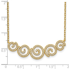 Sterling Shimmer Sterling Silver Gold-tone Flash gold-plated 133 Stone CZ Swirls Necklace with 2 inch extender QG5621-16