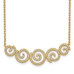 Sterling Shimmer Sterling Silver Gold-tone Flash gold-plated 133 Stone CZ Swirls Necklace with 2 inch extender QG5621-16