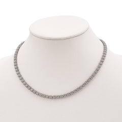 Sterling Shimmer Sterling Silver Rhodium-plated 17 inch 80 Stone CZ Riviera Necklace QG5622-17