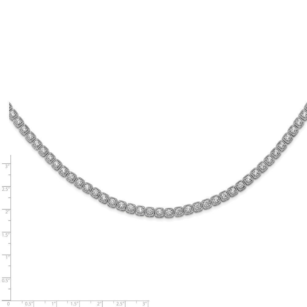 Sterling Shimmer Sterling Silver Rhodium-plated 17 inch 80 Stone CZ Riviera Necklace QG5622-17