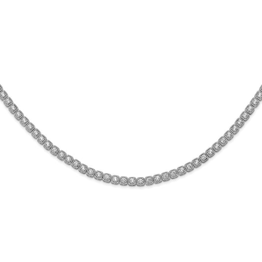 Sterling Shimmer Sterling Silver Rhodium-plated 17 inch 80 Stone CZ Riviera Necklace QG5622-17