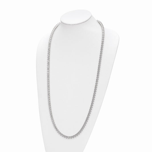 Sterling Shimmer Sterling Silver Rhodium-plated 36 inch 155 Stone CZ Riviera Necklace QG5623-36
