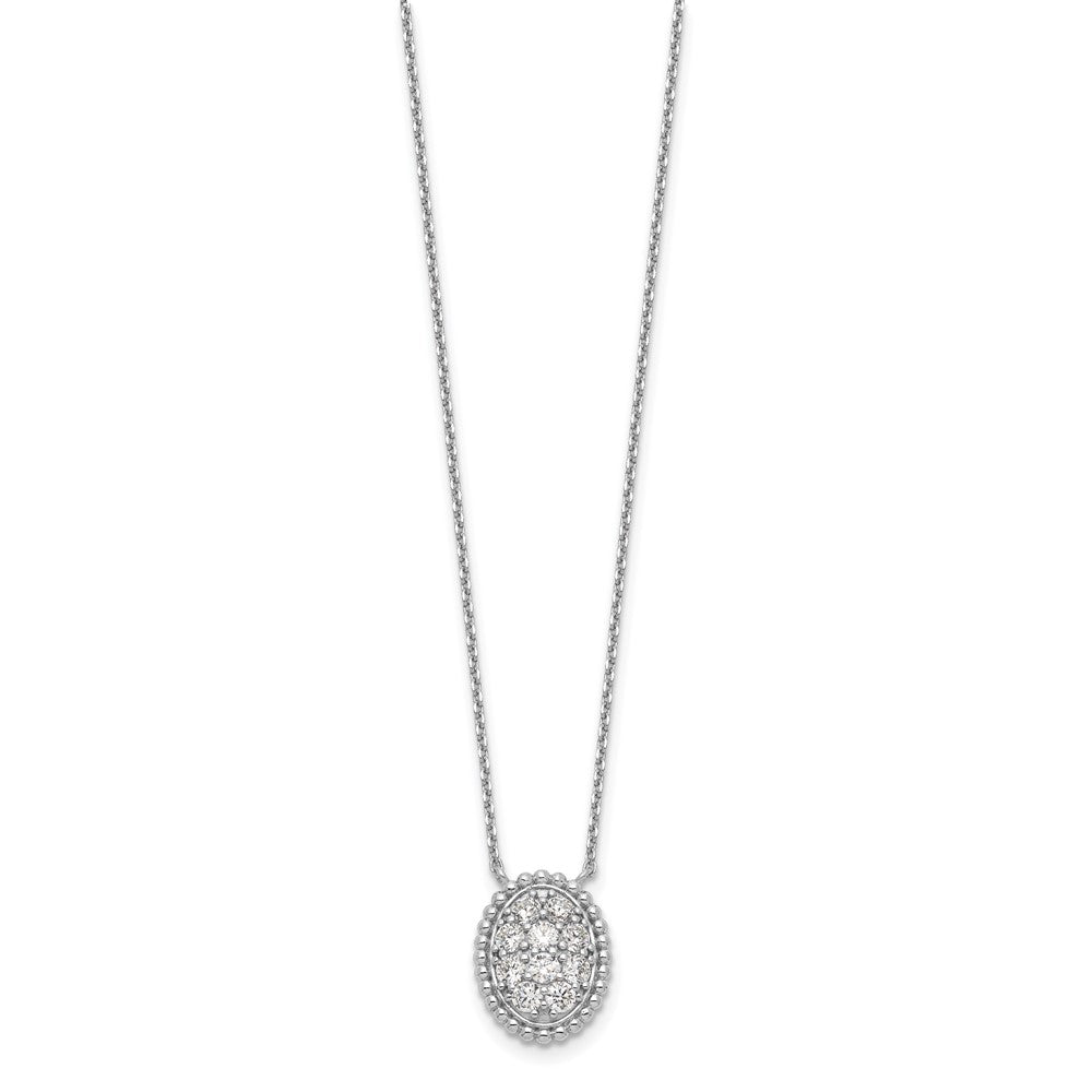 Sterling Shimmer Sterling Silver Rhodium-plated 18 inch 10 Stone Oval CZ Necklace QG5624-18