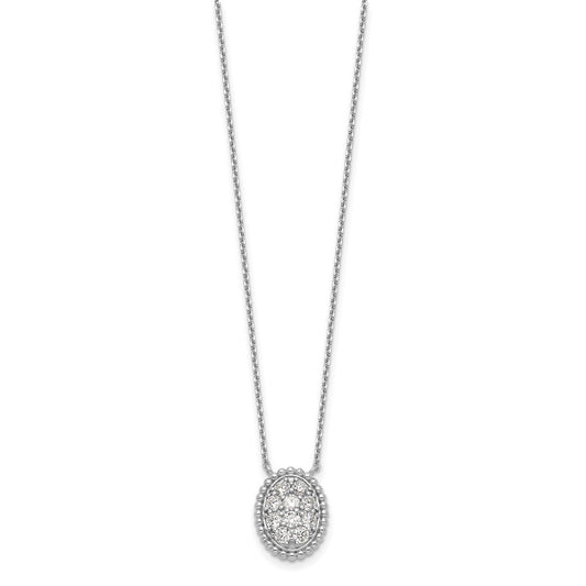 Sterling Shimmer Sterling Silver Rhodium-plated 18 inch 10 Stone Oval CZ Necklace QG5624-18