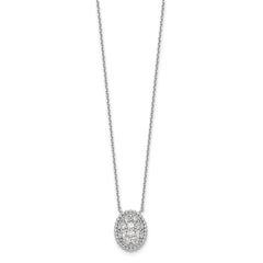 Sterling Shimmer Sterling Silver Rhodium-plated 18 inch 10 Stone Oval CZ Necklace QG5624-18