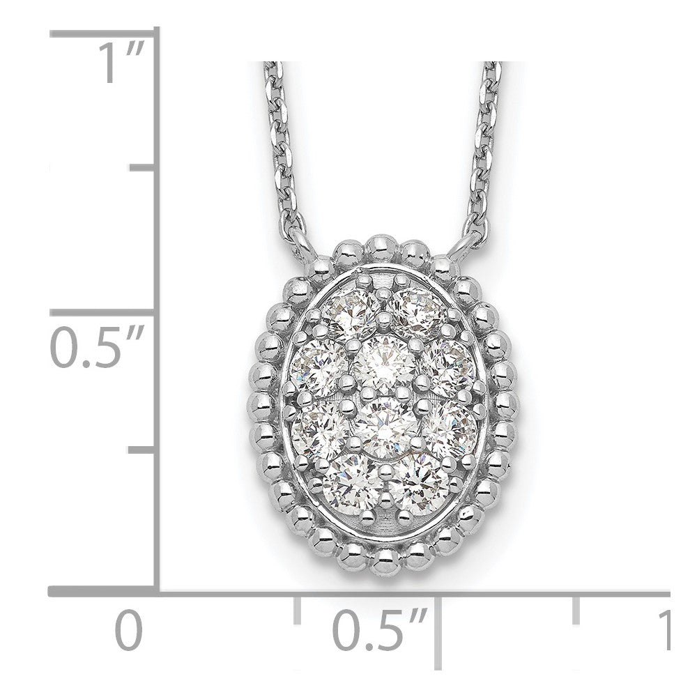 Sterling Shimmer Sterling Silver Rhodium-plated 18 inch 10 Stone Oval CZ Necklace QG5624-18