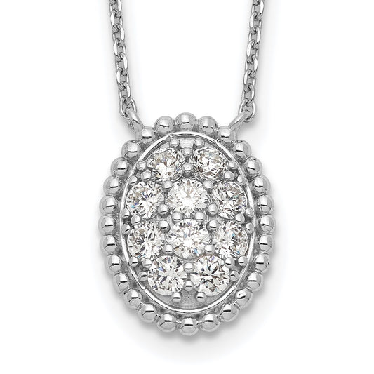 Sterling Shimmer Sterling Silver Rhodium-plated 18 inch 10 Stone Oval CZ Necklace QG5624-18