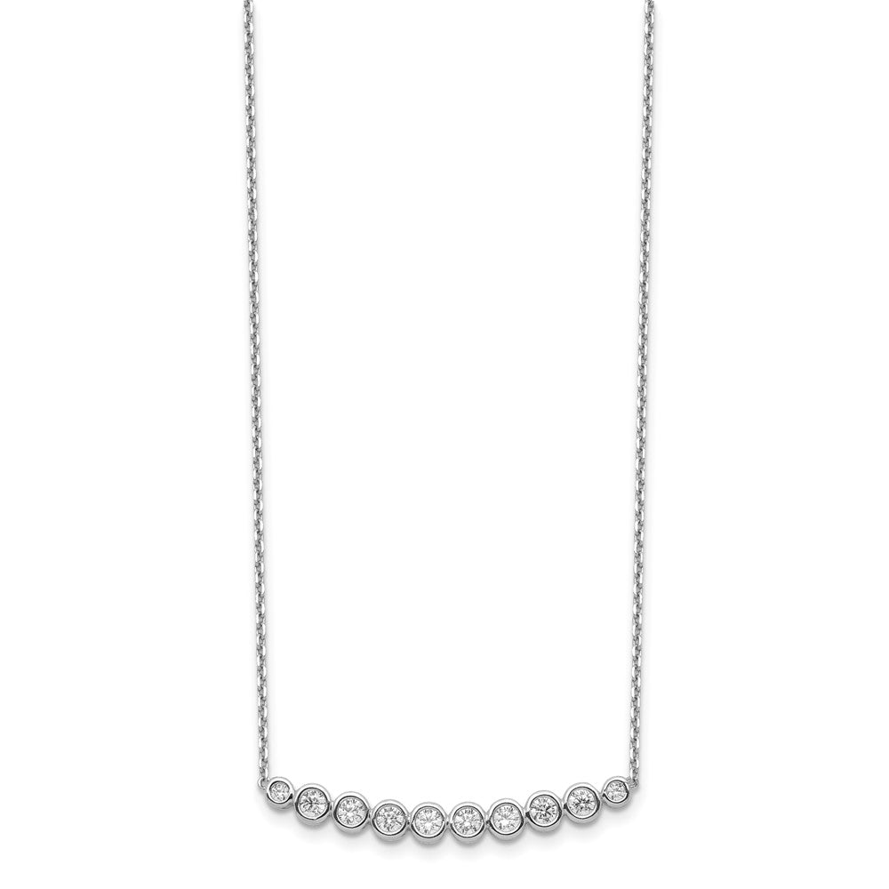 Sterling Shimmer Sterling Silver Rhodium-plated 16 inch 10 Stone CZ Bar Necklace with 2 inch extender QG5630-16