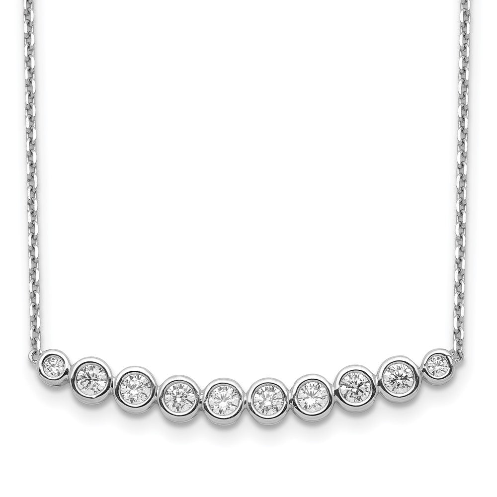 Sterling Shimmer Sterling Silver Rhodium-plated 16 inch 10 Stone CZ Bar Necklace with 2 inch extender QG5630-16