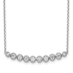 Sterling Shimmer Sterling Silver Rhodium-plated 16 inch 10 Stone CZ Bar Necklace with 2 inch extender QG5630-16