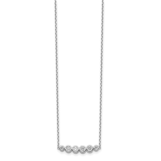 Sterling Shimmer Sterling Silver Rhodium-plated 16 inch 6 Stone CZ Bar Necklace with 2 inch extender QG5631-16