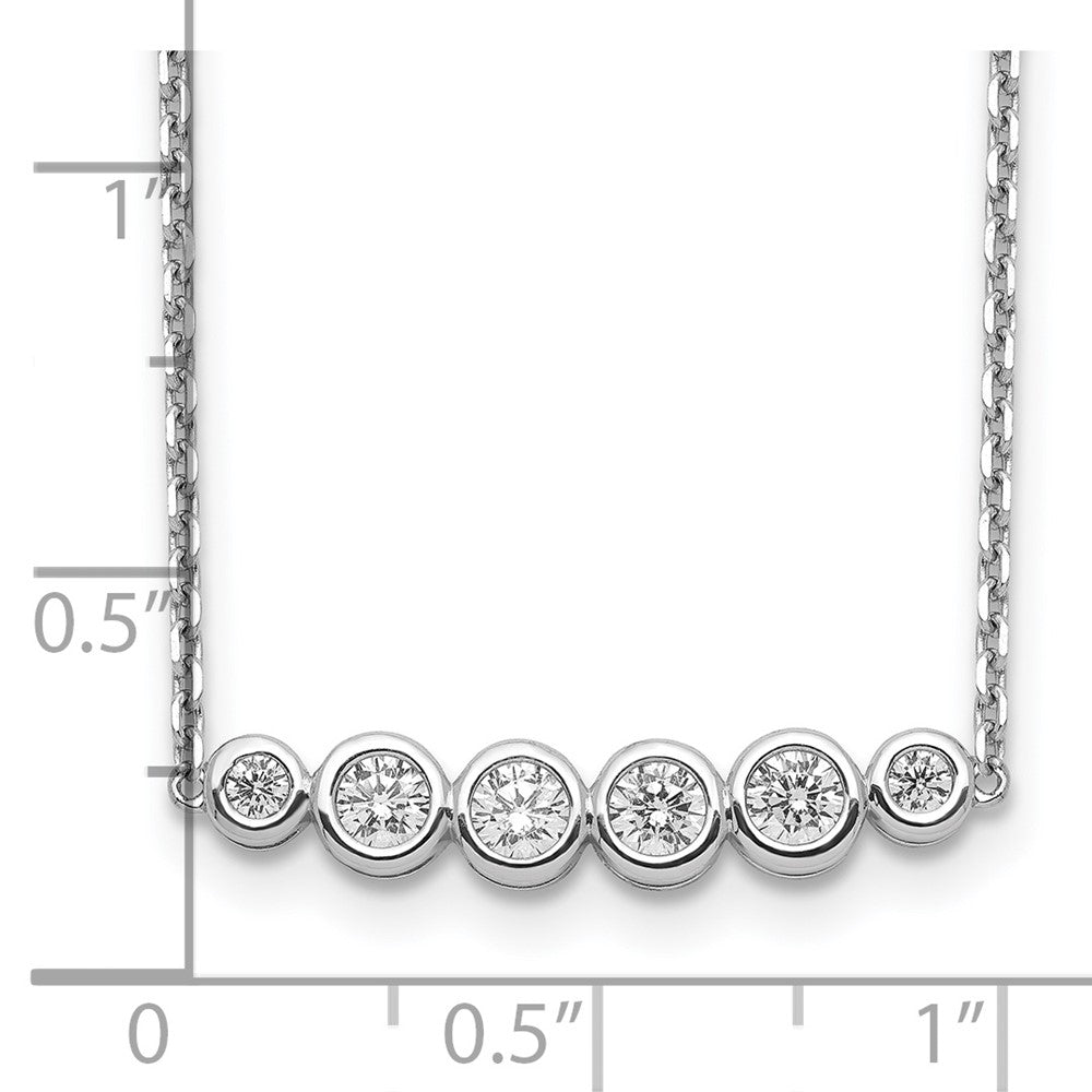 Sterling Shimmer Sterling Silver Rhodium-plated 16 inch 6 Stone CZ Bar Necklace with 2 inch extender QG5631-16