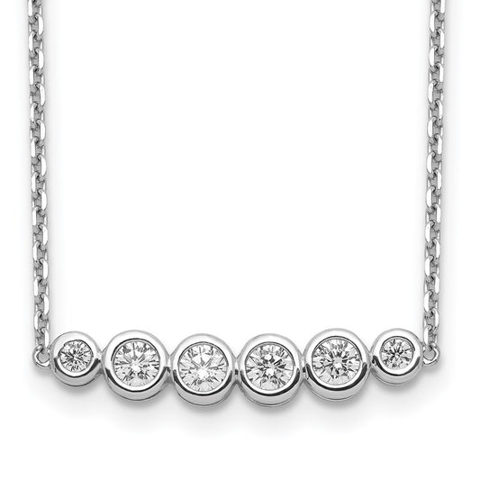 Sterling Shimmer Sterling Silver Rhodium-plated 16 inch 6 Stone CZ Bar Necklace with 2 inch extender QG5631-16