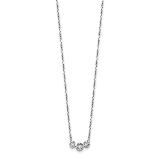 Sterling Shimmer Sterling Silver Rhodium-plated 16 inch 3 Stone CZ Necklace with 2 inch extender QG5632-16