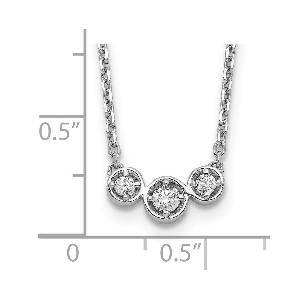 Sterling Shimmer Sterling Silver Rhodium-plated 16 inch 3 Stone CZ Necklace with 2 inch extender QG5632-16